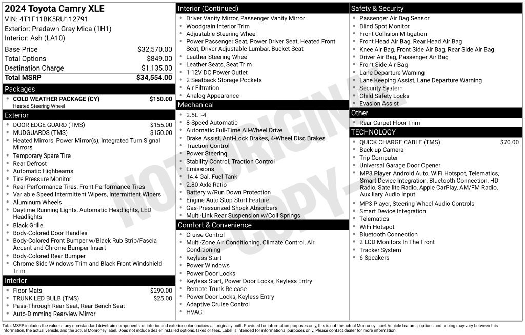 Certified 2024 Toyota Camry XLE w/ Cold Weather Package AWD/4WD image 28