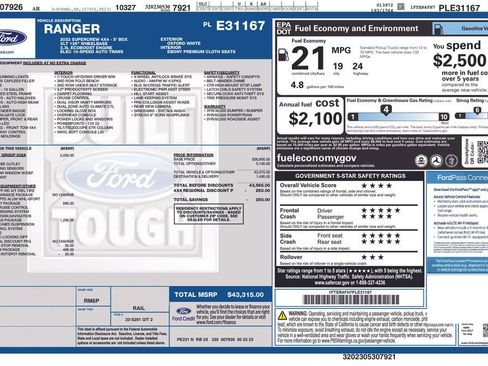 Used 2023 Ford Ranger XLT w/ Equipment Group 302A High image 40