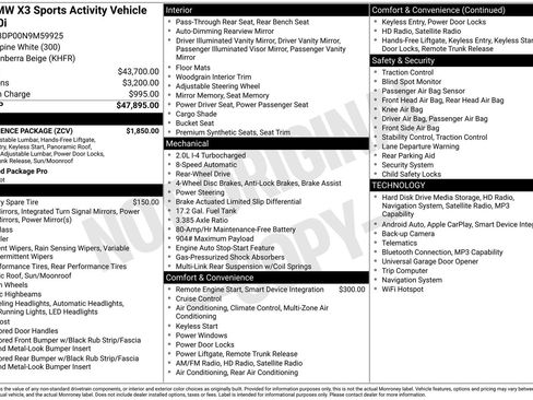 Used 2022 BMW X3 sDrive30i w/ Convenience Package image 34