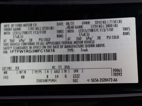 Used 2021 Ford F150 Raptor w/ Equipment Group 801A High AWD/4WD image 30