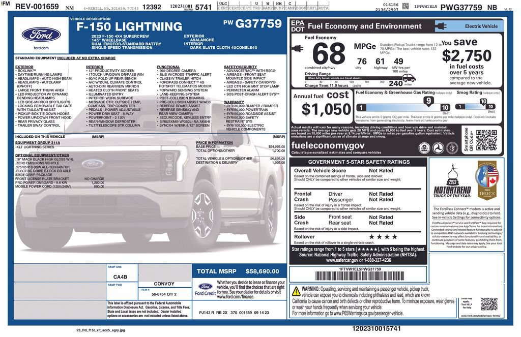 Used 2023 Ford F150 Lightning XLT AWD/4WD image 41