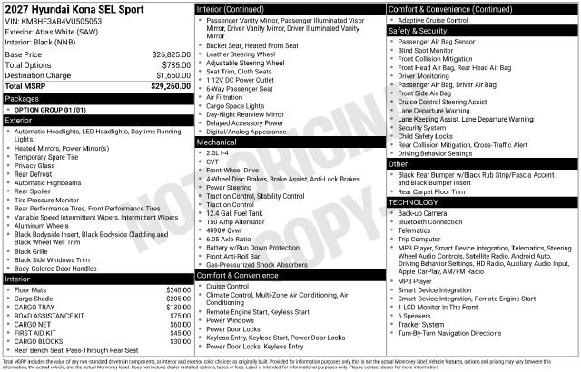 New 2027 Hyundai Kona SEL Sport FWD image 4