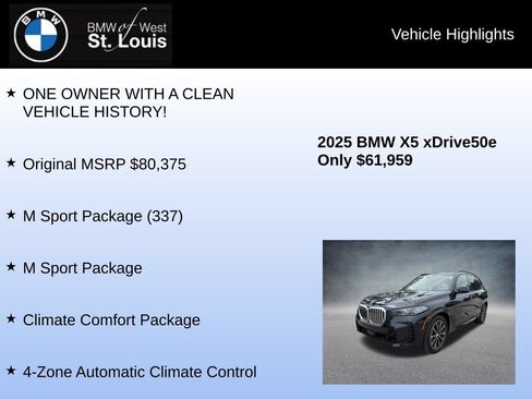 Used 2025 BMW X5 xDrive50e w/ M Sport Package AWD/4WD image 8