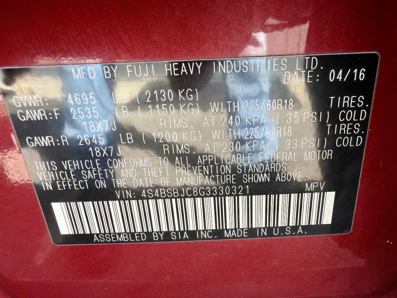 Used 2016 Subaru Outback 2.5i Limited w/ Popular Package #4 AWD/4WD image 55