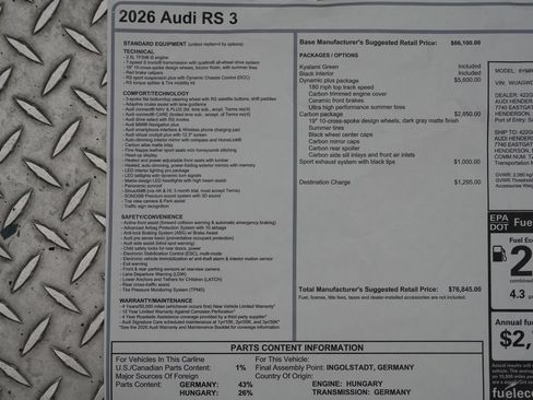 New 2026 Audi RS 3 AWD/4WD image 6