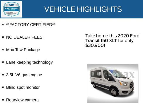 Certified 2020 Ford Transit 150 XLT image 12
