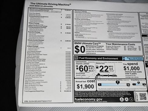 New 2026 BMW X5 xDrive50e w/ Executive Package AWD/4WD image 25