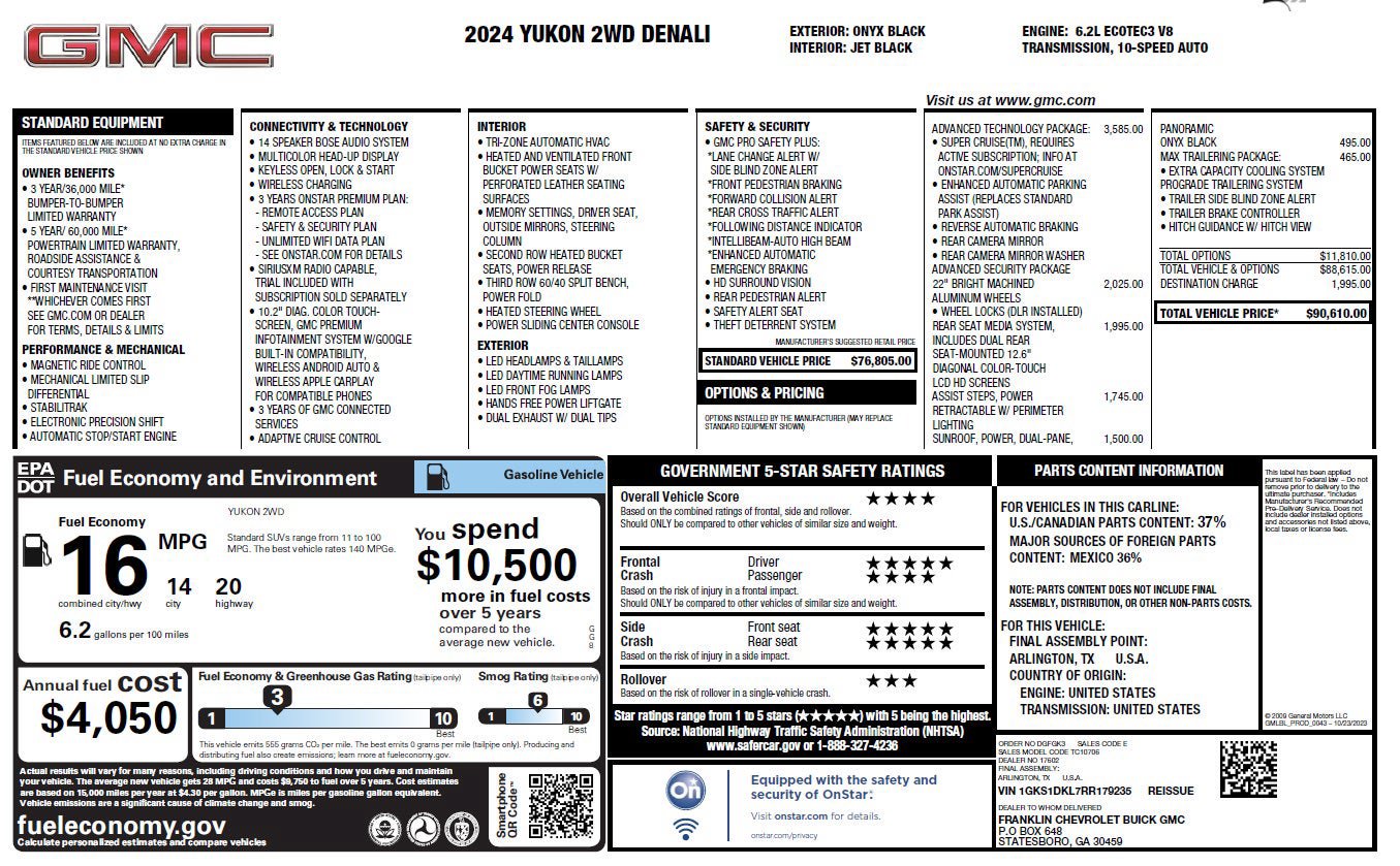 Certified 2024 GMC Yukon Denali w/ Advanced Technology Package RWD image 3
