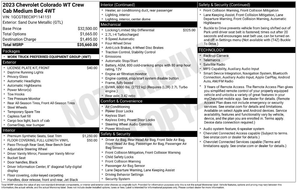 Used 2023 Chevrolet Colorado W/T AWD/4WD image 3