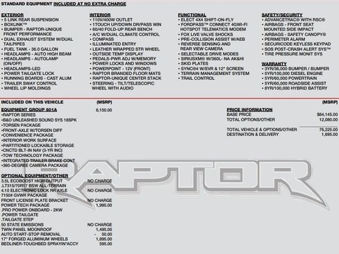 Used 2021 Ford F150 Raptor w/ Equipment Group 801A High image 2