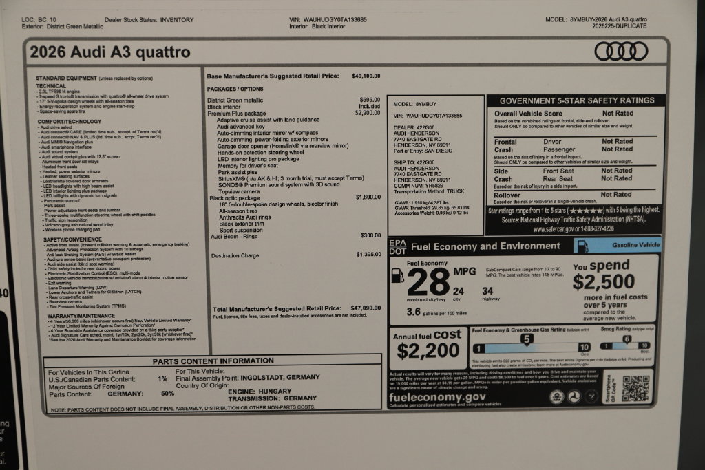 New 2026 Audi A3 2.0T Premium Plus AWD/4WD image 34