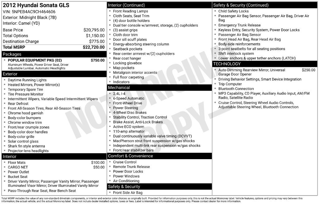 Used 2012 Hyundai Sonata GLS w/ Popular Equipment Pkg FWD image 4