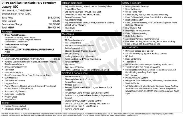 Used 2019 Cadillac Escalade ESV Premium Luxury RWD image 23