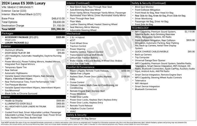 Used 2024 Lexus ES 300h w/ Accessory Package (Z1) FWD image 34