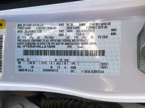 Certified 2020 Ford Ranger XLT w/ Equipment Group 302A Luxury image 35