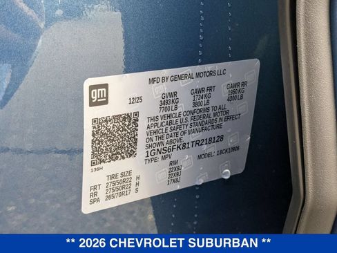 New 2026 Chevrolet Suburban Premier w/ Sun And Tow Package AWD/4WD image 51