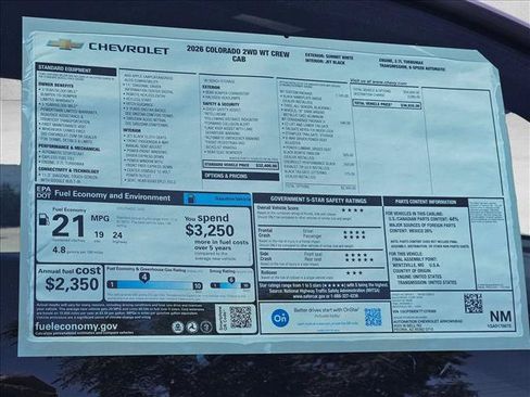 New 2026 Chevrolet Colorado W/T w/ WT Custom Package RWD image 18