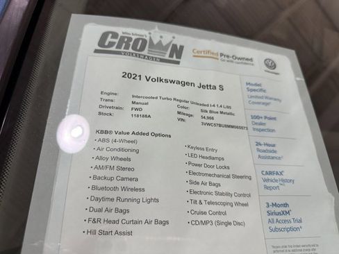 Certified 2021 Volkswagen Jetta S FWD image 40