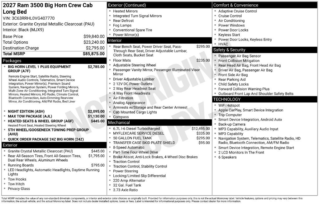 New 2027 RAM 3500 Big Horn AWD/4WD image 5