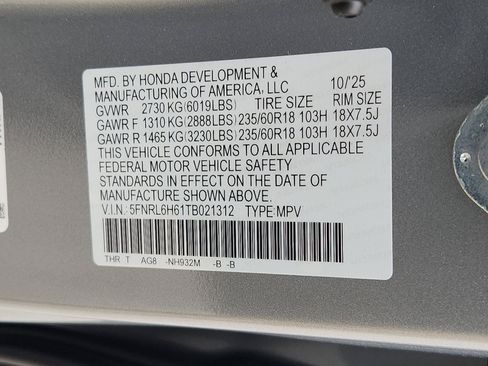 New 2026 Honda Odyssey EX-L image 17