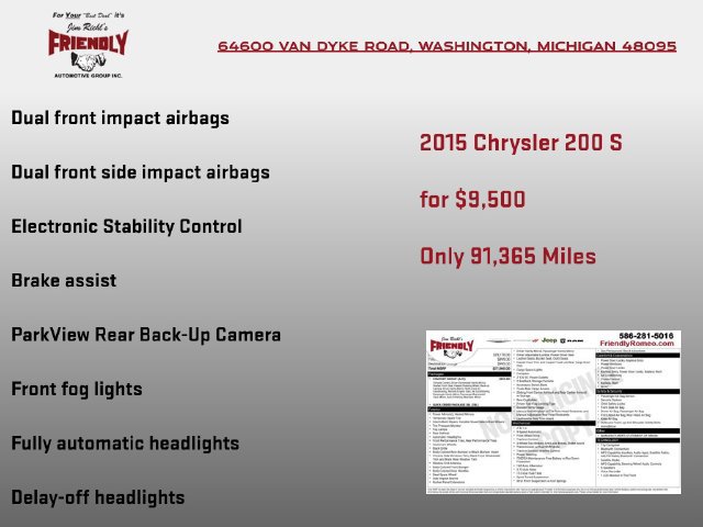 Used 2015 Chrysler 200 S w/ Comfort Group FWD image 8