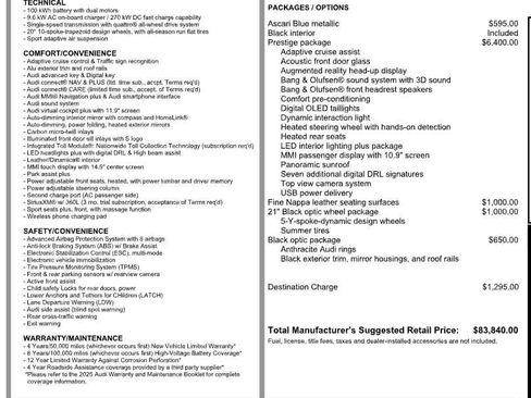 Used 2025 Audi SQ6 e-tron Prestige w/ 21" Black Optic Wheel Package image 45