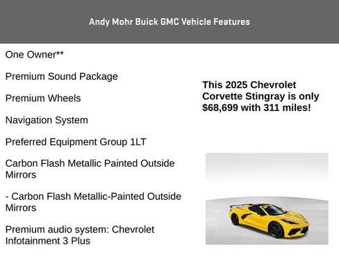 Used 2025 Chevrolet Corvette Stingray Coupe w/ 1LT RWD image 8