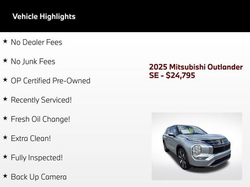 Used 2025 Mitsubishi Outlander SE FWD image 59