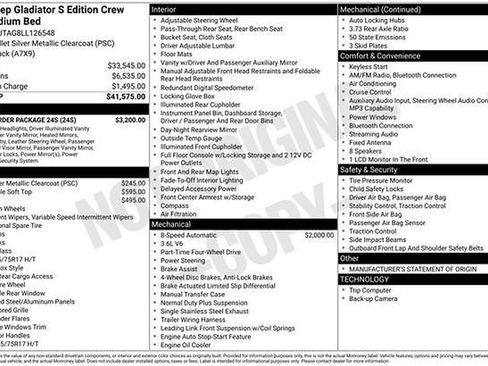 Used 2020 Jeep Gladiator Sport w/ Quick Order Package 24S image 17