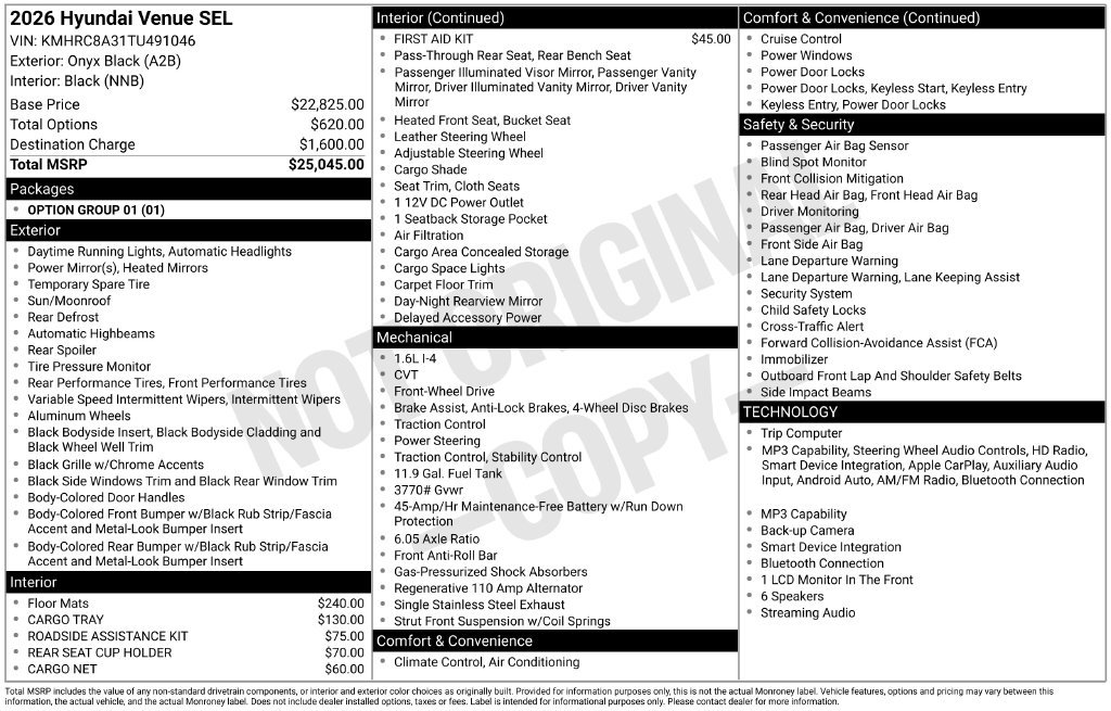 Used 2026 Hyundai Venue SEL FWD image 6