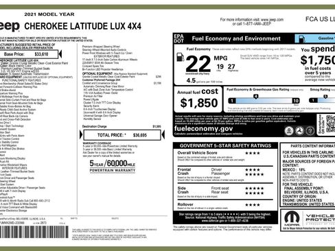 Used 2021 Jeep Cherokee Latitude Lux w/ Comfort/Convenience Group AWD/4WD image 51