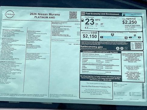New 2026 Nissan Murano Platinum w/ Cargo Package AWD/4WD image 13