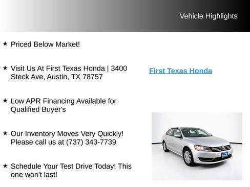 Used 2015 Volkswagen Passat 1.8T S FWD image 9
