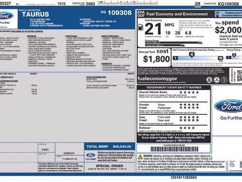 Used 2019 Ford Taurus Limited FWD image 3