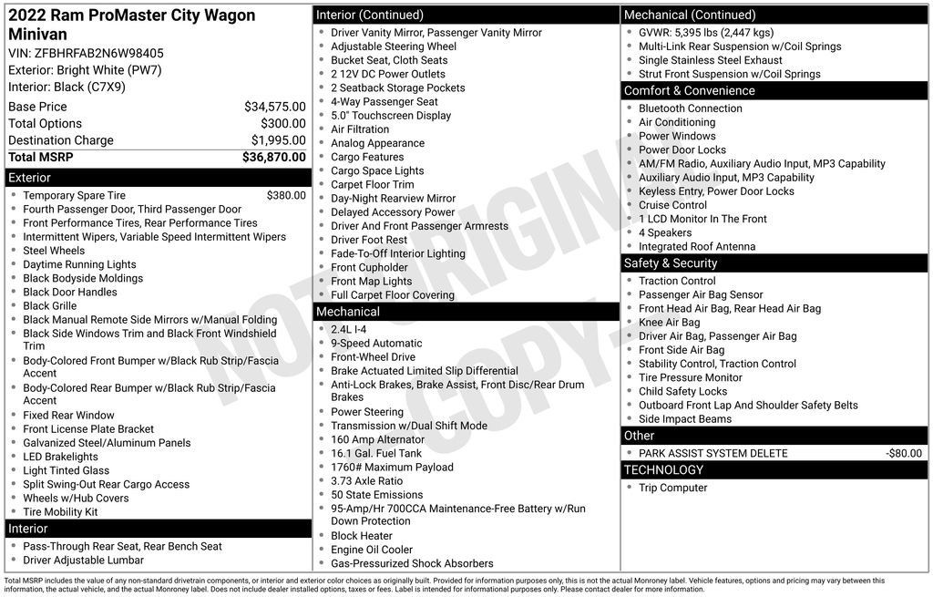 Used 2022 RAM ProMaster City Wagon FWD image 26