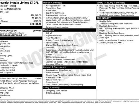 Used 2015 Chevrolet Impala LT w/ LT Sunroof Package FWD image 2