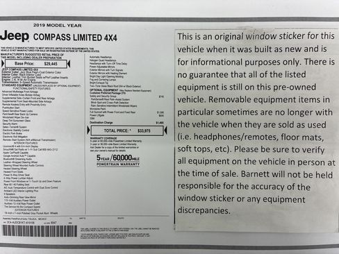 Used 2019 Jeep Compass Limited w/ Safety & Security Group AWD/4WD image 2