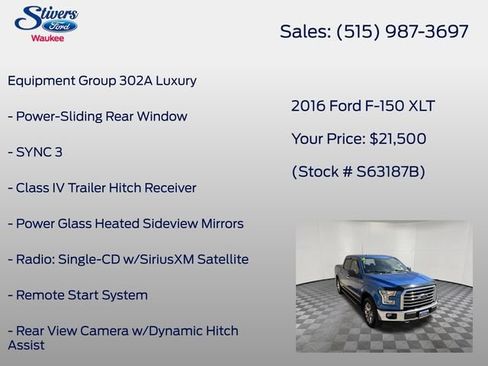 Used 2016 Ford F150 XLT w/ Equipment Group 302A Luxury AWD/4WD image 8