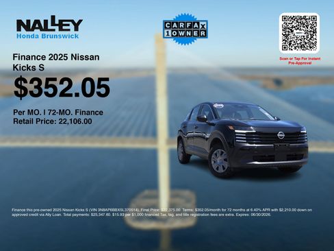 Used 2025 Nissan Kicks S w/ Charging Package AWD/4WD image 3