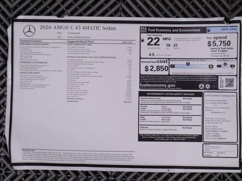 New 2026 Mercedes-Benz C 43 AMG 4MATIC Sedan image 9