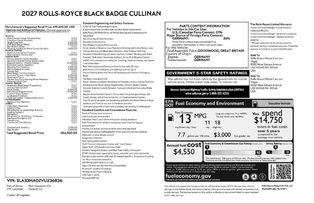 New 2027 Rolls-Royce Cullinan Black Badge AWD/4WD image 40