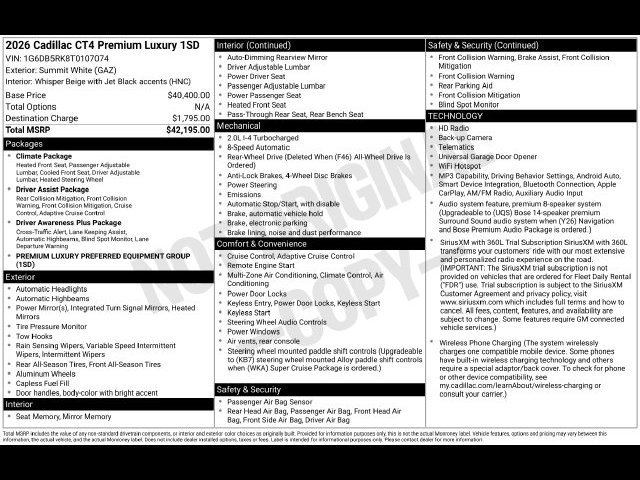 Used 2026 Cadillac CT4 Premium Luxury RWD image 15