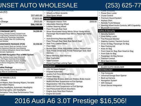 Used 2016 Audi A6 3.0T Prestige w/ Prestige Package AWD/4WD image 49