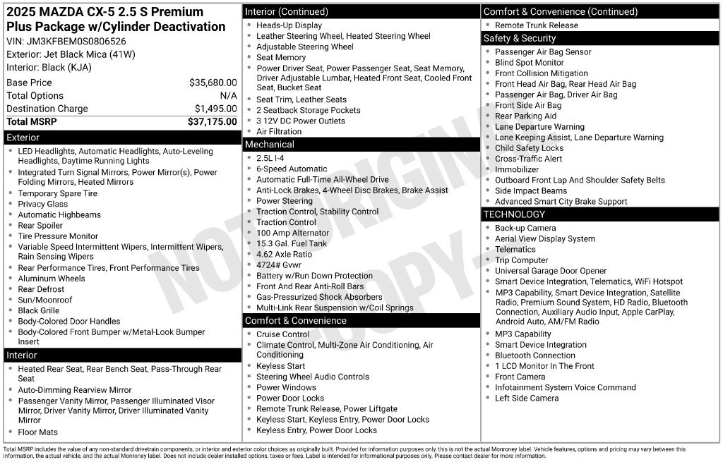 Certified 2025 MAZDA CX-5 AWD 2.5 S w/ Premium Plus Pkg image 36