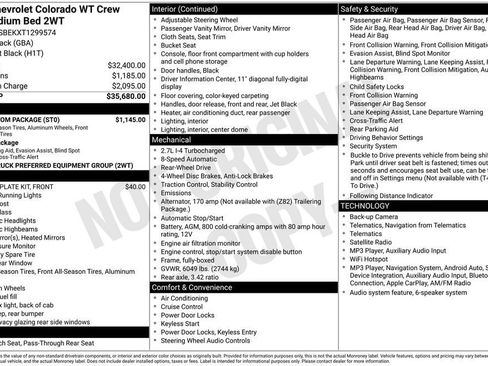 New 2026 Chevrolet Colorado W/T w/ WT Custom Package RWD image 24
