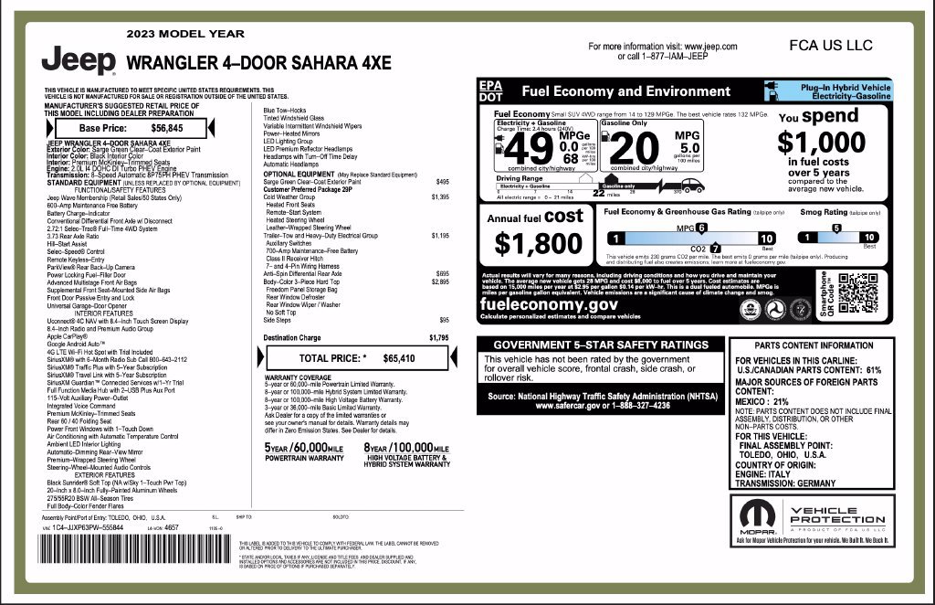 Used 2023 Jeep Wrangler Unlimited Sahara w/ Cold Weather Group AWD/4WD image 7