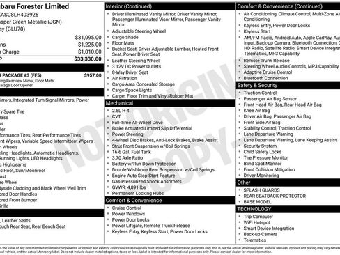 Used 2020 Subaru Forester Limited w/ Popular Package #3 image 8