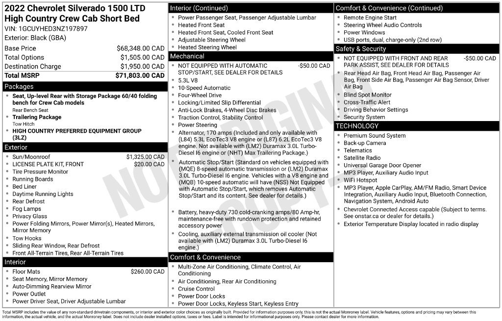 Used 2022 Chevrolet Silverado 1500 High Country AWD/4WD image 12