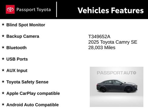 Used 2025 Toyota Camry SE FWD image 3