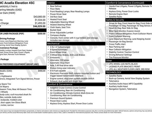 Used 2025 GMC Acadia Elevation w/ LPO, Floor Liner Package FWD image 2